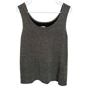 Chico’s Gold Metallic Shimmer Tank Top Sleeveless Scoop Neck Silk Blend 3 / XL